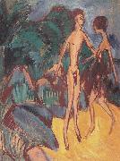 Ernst Ludwig Kirchner Nackter Jungling und Madchen am Strand Spain oil painting artist
